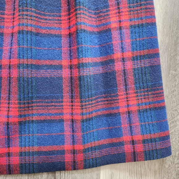 Vintage Pendleton 100% Virgin Wool Plaid Midi Skirt Blue And Red Women's Size 10 - Picture 2 of 10